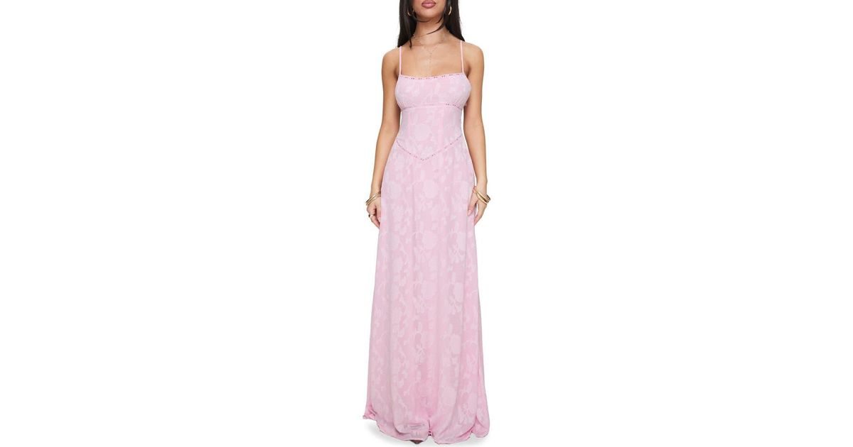 strapless open back dress South of France Maxi Dress Pink Polka Dot
