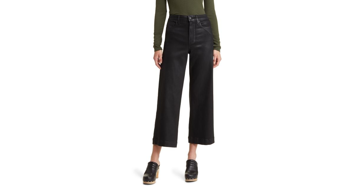PAIGE Anessa Wide Leg Faux Leather Pants in Black | Lyst
