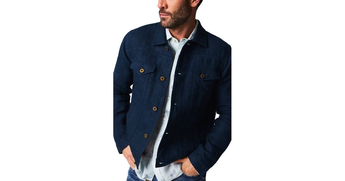 Billy Reid Linen Trucker Jacket in Blue for Men Lyst
