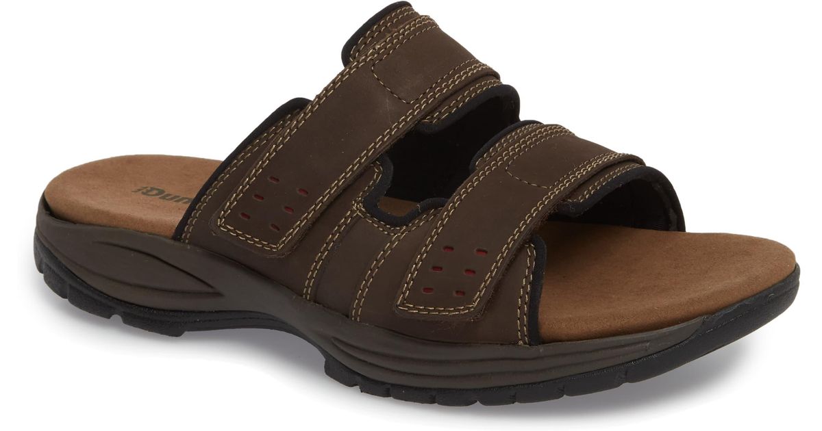 Dunham Rubber Newport Slide Sandal in Dark Brown Leather (Brown) for ...