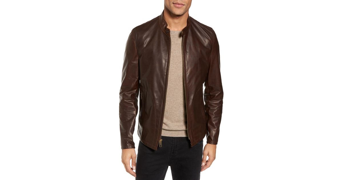 Schott Unlined Cafe Racer Jacket Kayamotor Co Lyst Schott Nyc Cafe Racer Unlined Cowhide Leather Jacket In Brown
