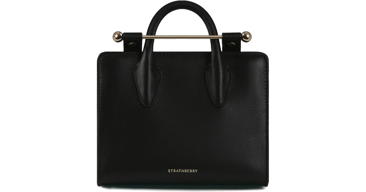 Strathberry Nano Leather Tote in Black | Lyst