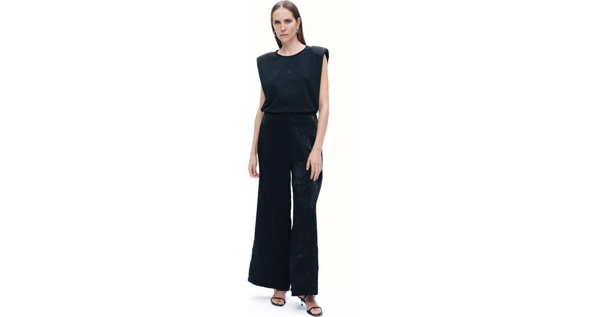 Black Crinkled Wide Leg Pant main image 1