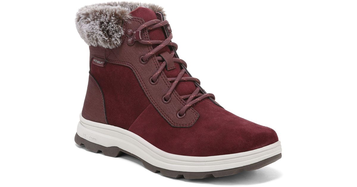 Ryka Bayou Faux Fur Collar Waterrepellent Leather Boot in Purple Lyst