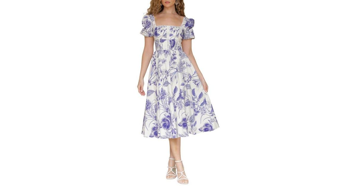 Avec Les Filles Botanical Print Chiffon Ruffle Blouse
