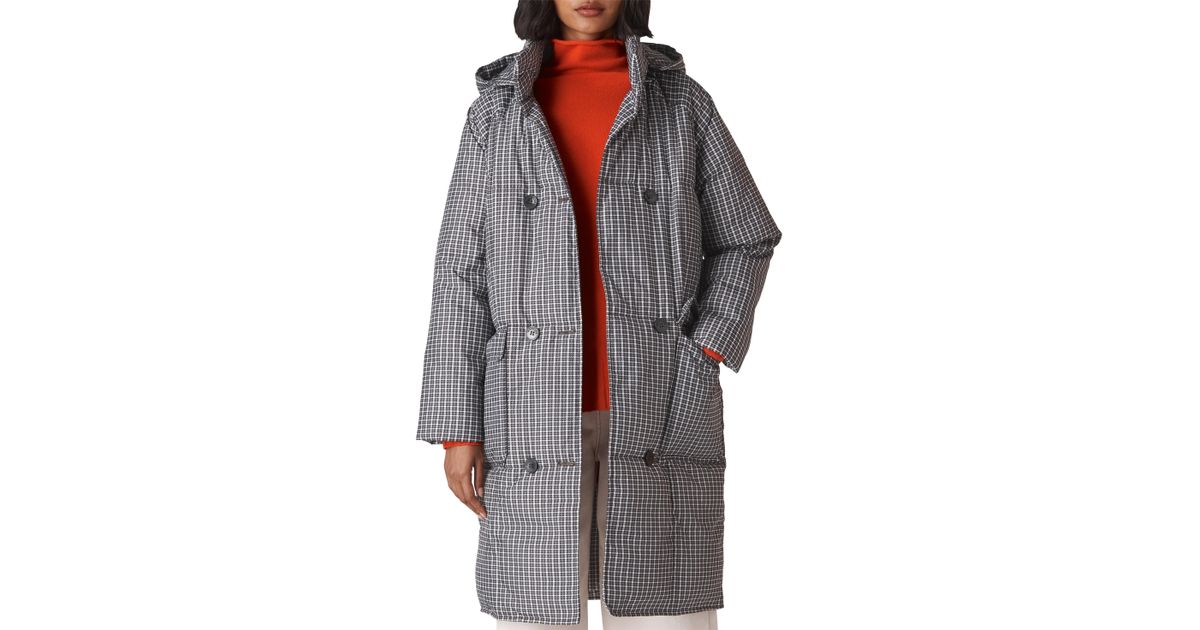 checked puffer coat