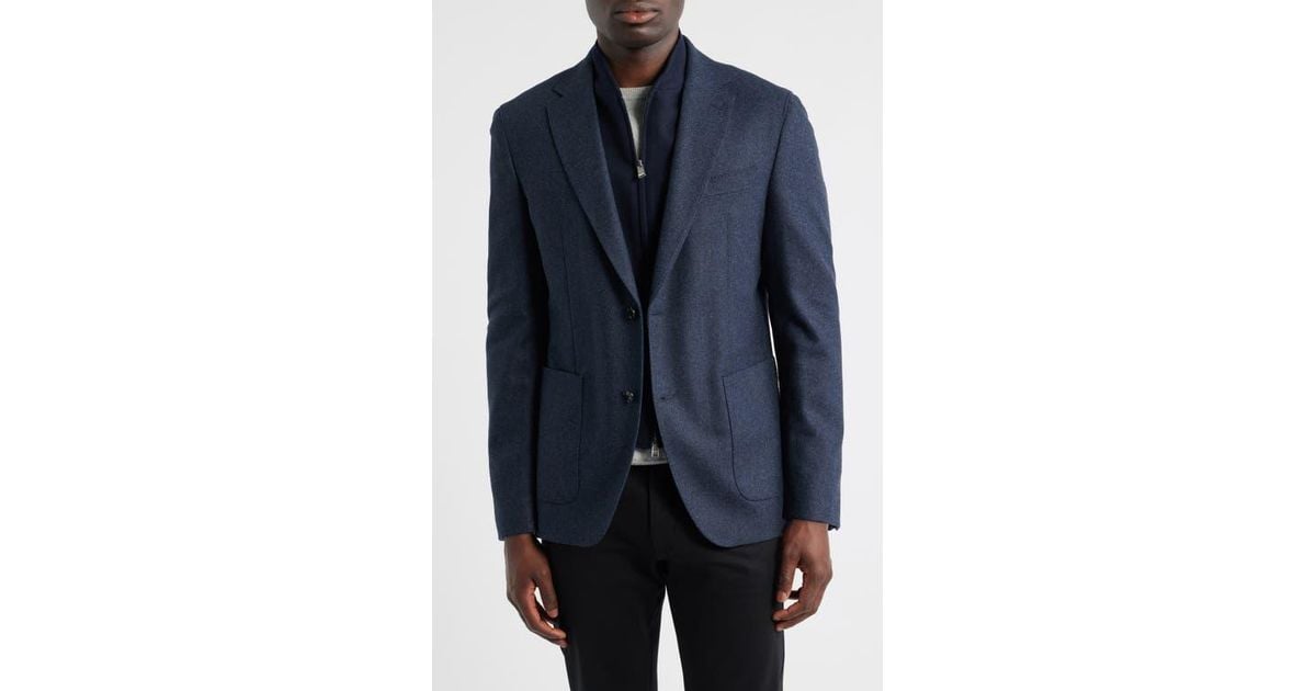 Bib Jacket BOSS Hutson Slim Fit Wool Blend Bib Jacket in Blue for Men | Lyst