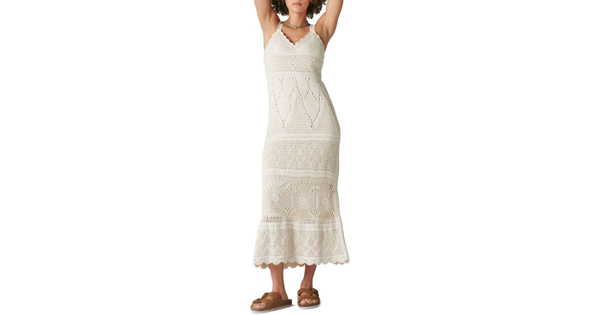 Lucky Brand Striped Linen Cutout Babydoll Dress