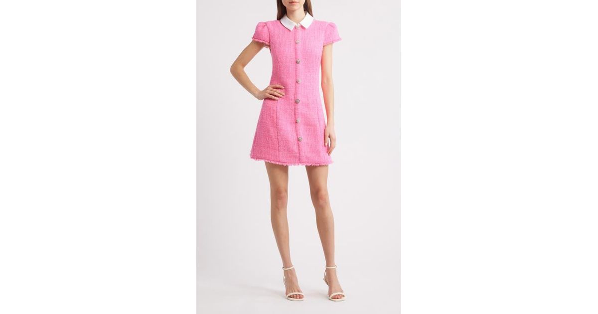 Likely Riello Tweed Dress in Pink | Lyst