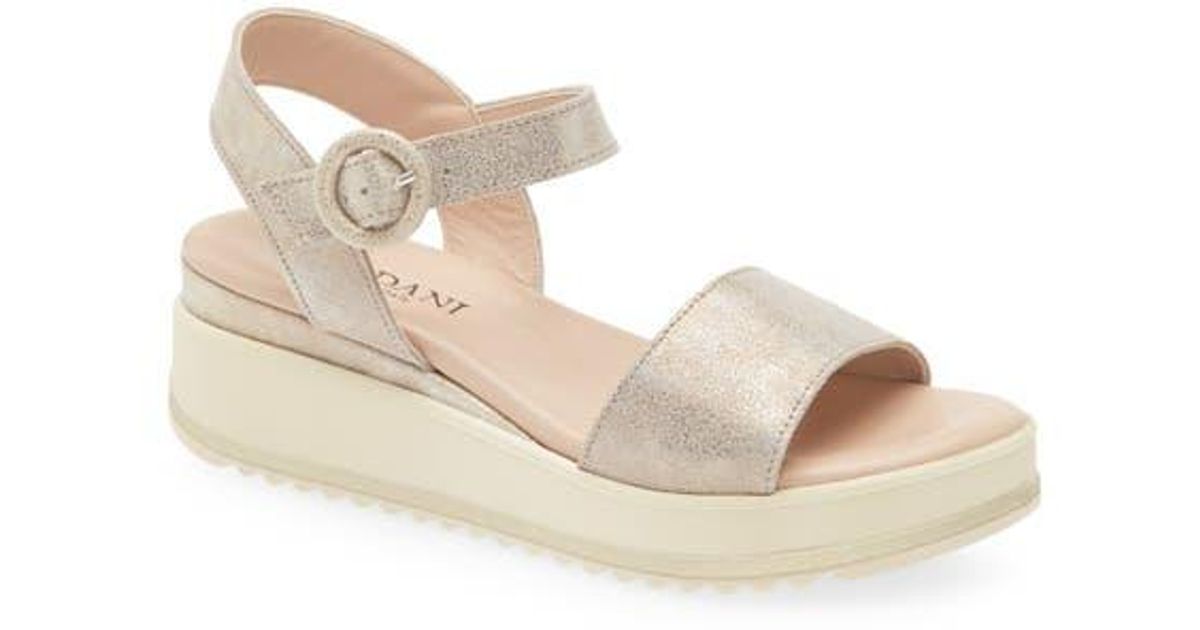 Cordani Arielle Ankle Strap Platform Wedge Sandal in Natural | Lyst