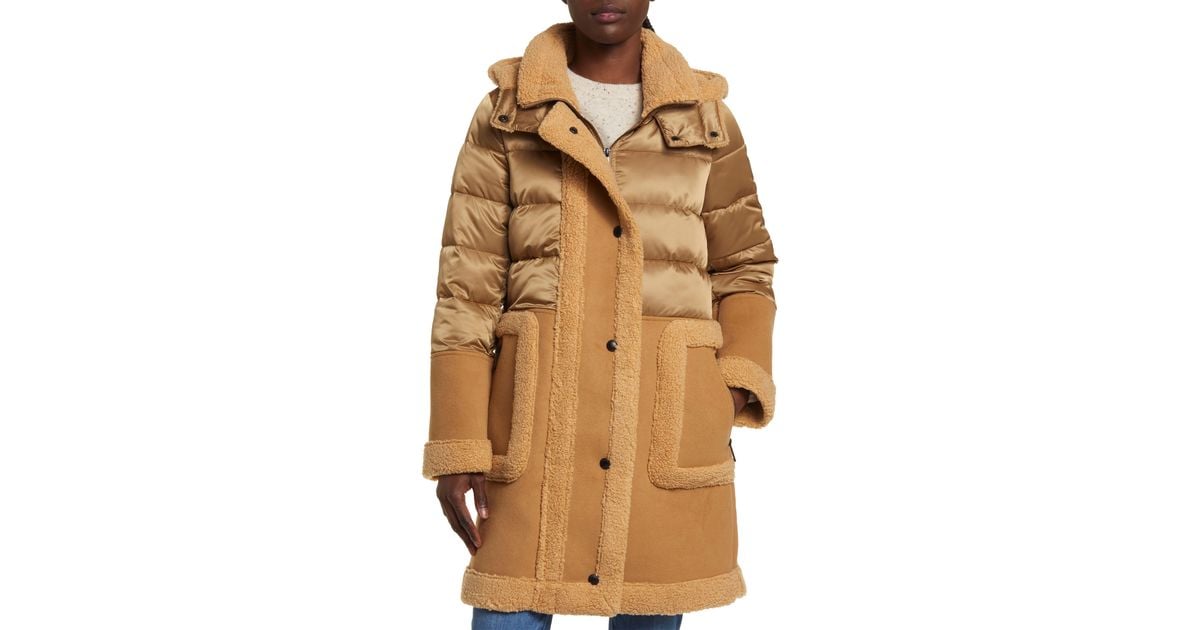 Sam Edelman Women s Brown Faux Shearling Puffer Jacket