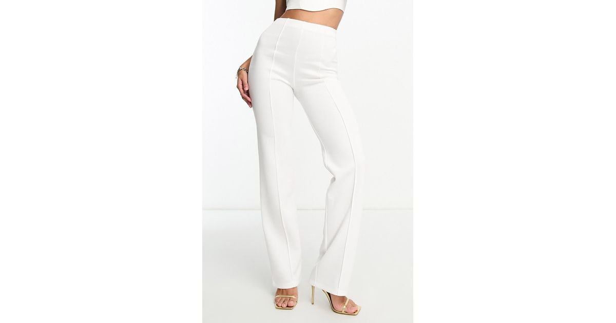 ASOS Straight Leg Scuba Knit Pants in White Lyst