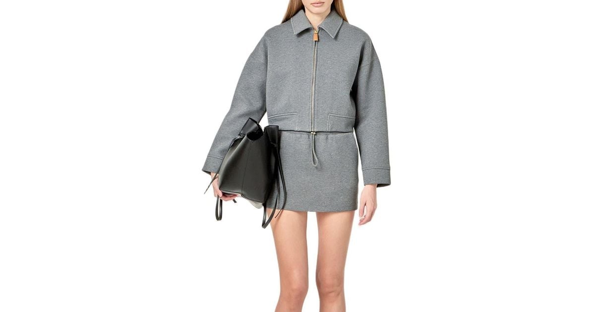 Zip Factory English Factory Crop Zip Cotton Jacket in Gray | Lyst
