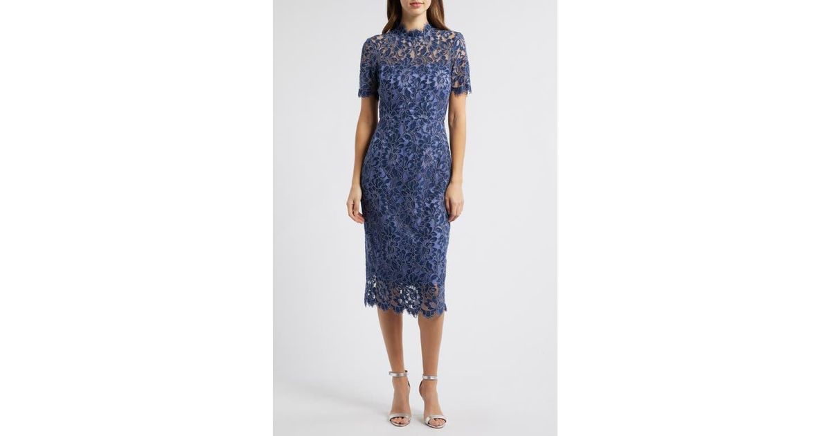 chinese dress ladies Eliza J Women's Lace Midi Sheath Dress, Navy, 2 : Amazon.ca: Clothing,  Shoes & Accessories