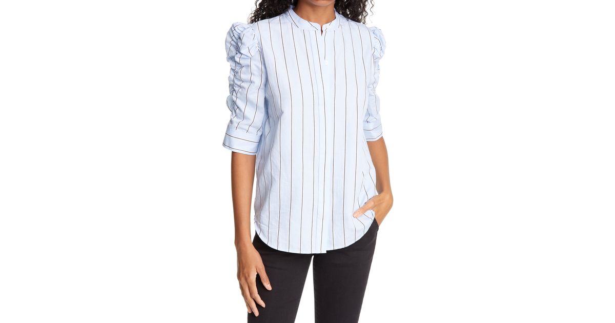 frame shirred sleeve denim shirt