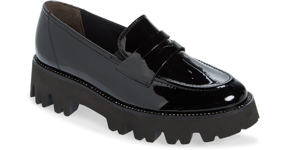 Paul Green Society Lug Penny Loafer in Black Lyst