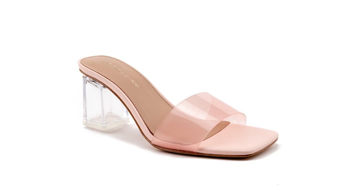 BCBGMAXAZRIA Luckee Block Heel Slide Sandal in Pink | Lyst