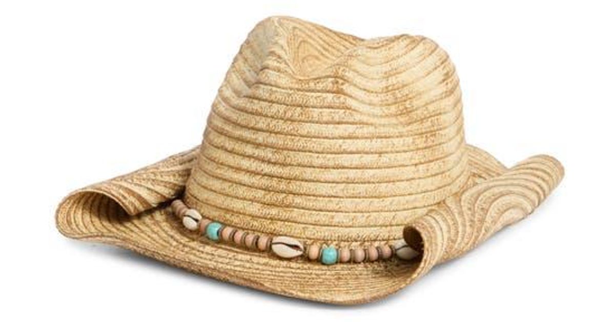 Straw Hat Shell San Diego Hat Shell Trim Straw Cowboy Hat in Natural | Lyst