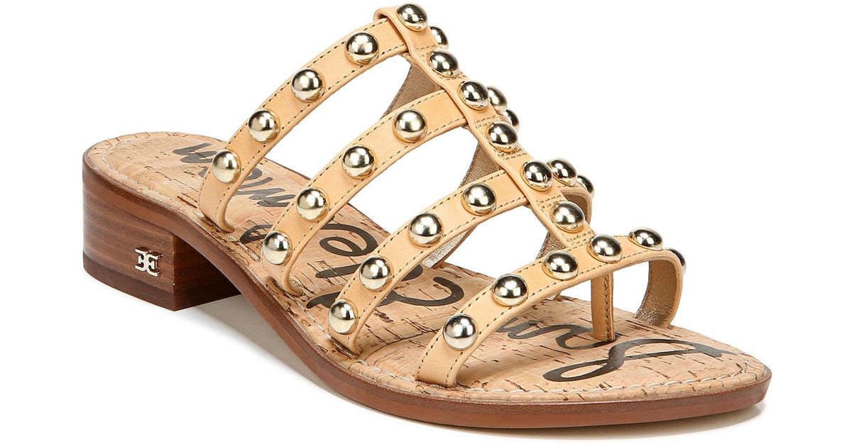 Sam Edelman Juniper Studded Gladiator Slide Sandal in Natural Sand Leather (Natural) - Lyst