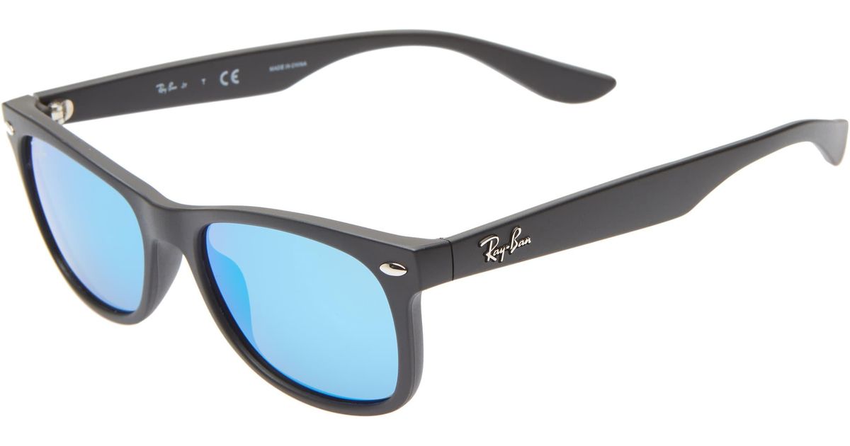 Ray Ban Junior 48mm Wayfarer Mirrored Sunglasses In Blue Lyst Ray Ban Junior 48mm Wayfarer Mirrored