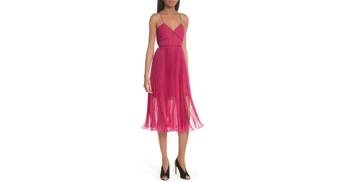 self portrait pleated chiffon dress