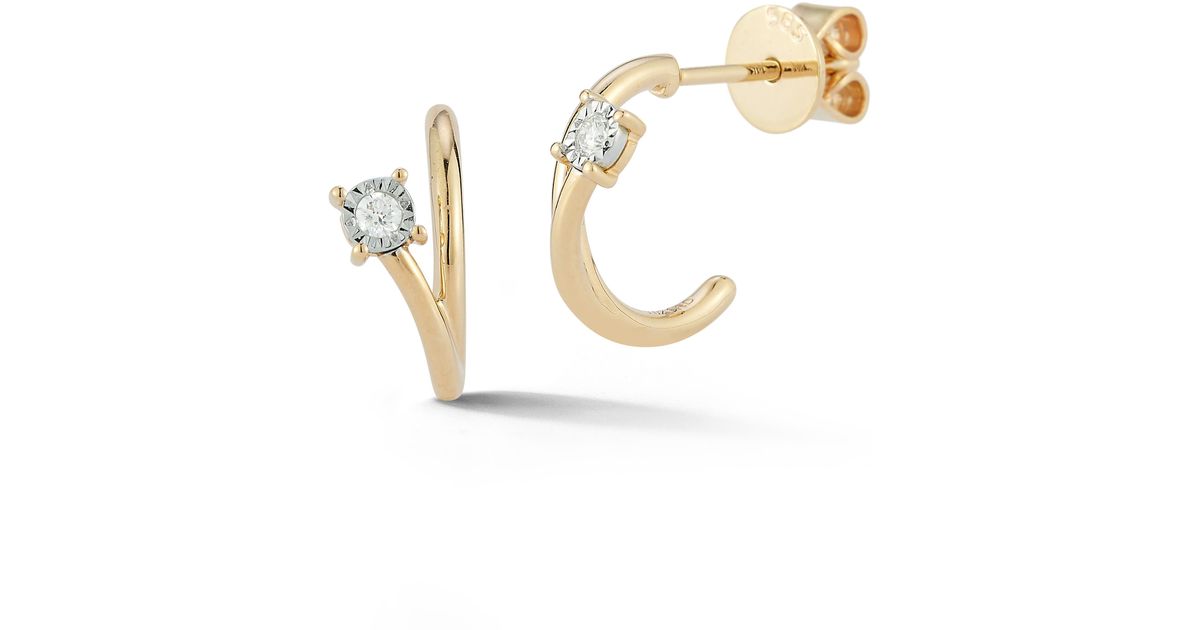 Dana Rebecca Ava Bea Diamond huggie Hoop Earrings in Metallic | Lyst