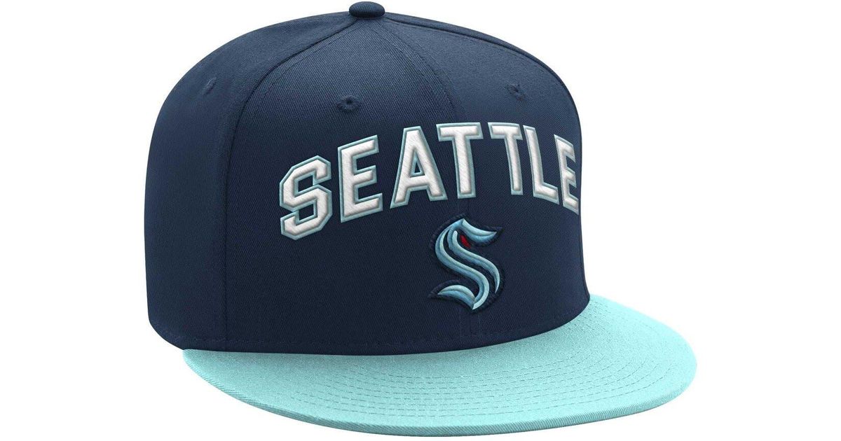 Starter Deep Sea Blue/light Blue Seattle Kraken Arch Logo Two-tone Snapback  Hat for Men | Lyst | Flex Caps