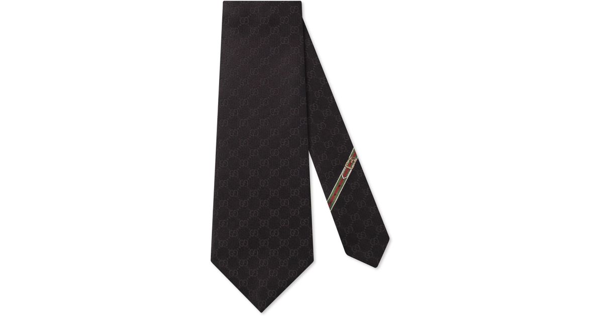 Gucci Fedra Silk Jacquard Tie in Black 