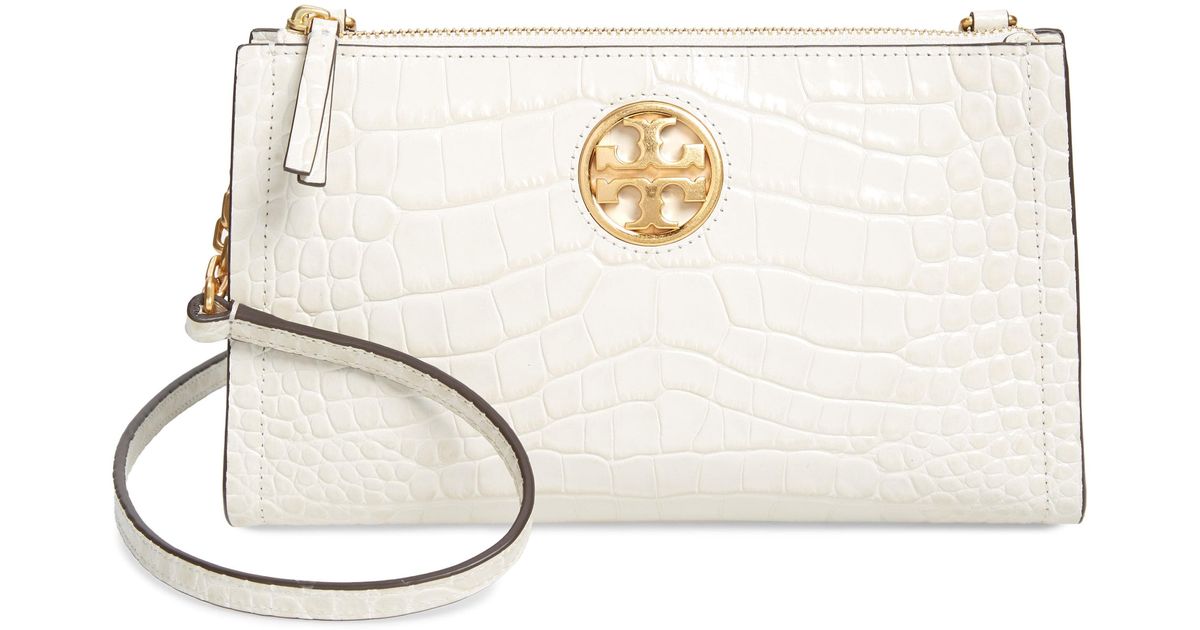 carson convertible croc embossed leather crossbody bag tory burch