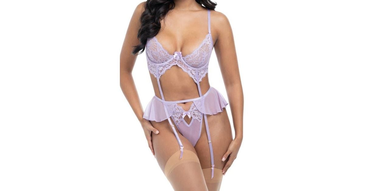Oh La La Cheri Milana Underwire Mesh & Lace Teddy & Garter Belt Set in Purple | Lyst Oh La La Cheri Milana Underwire Mesh & Lace Teddy & Garter Belt Set in Purple | Lyst