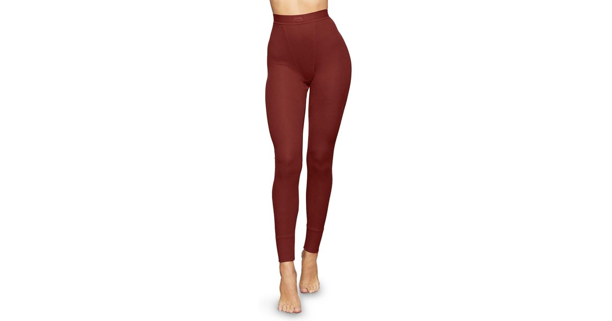 Skims Cotton Rib Thermal leggings in Red Lyst