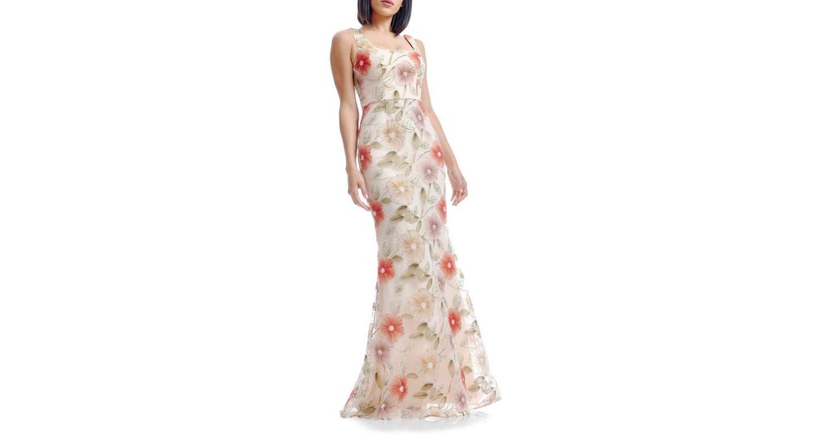 dress the population leanna gown Lorena Embroidered Sleeveless Gown