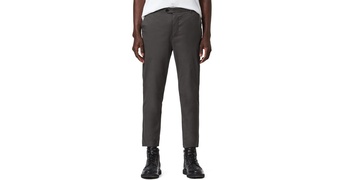 AllSaints Kato Crop Cotton Pants in Gray for Men | Lyst