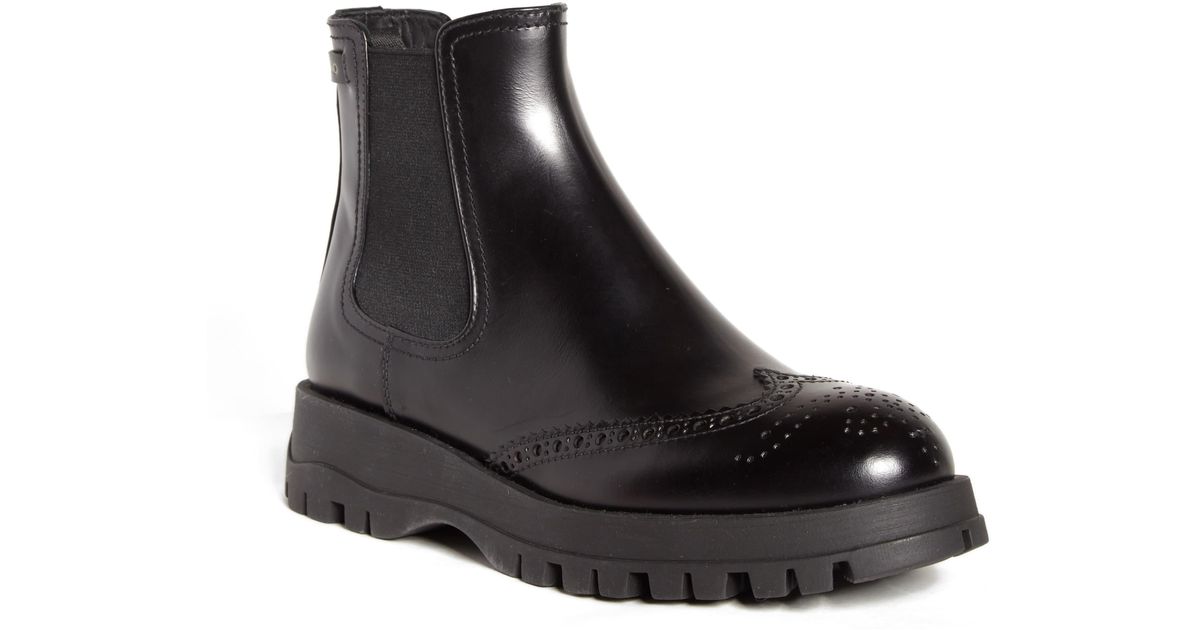 prada lug sole leather bootie