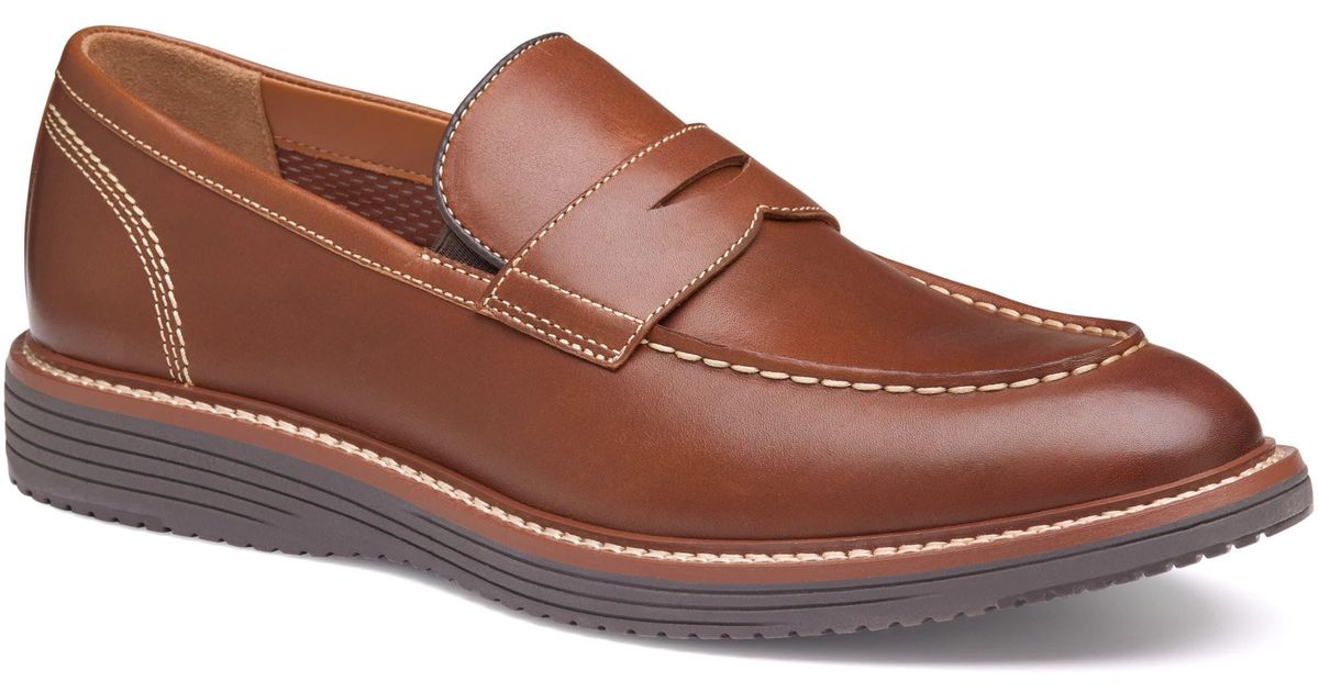 Johnston & Murphy Donnell Penny Loafers - Men's Brown Leather Slip-On Dress  Shoes