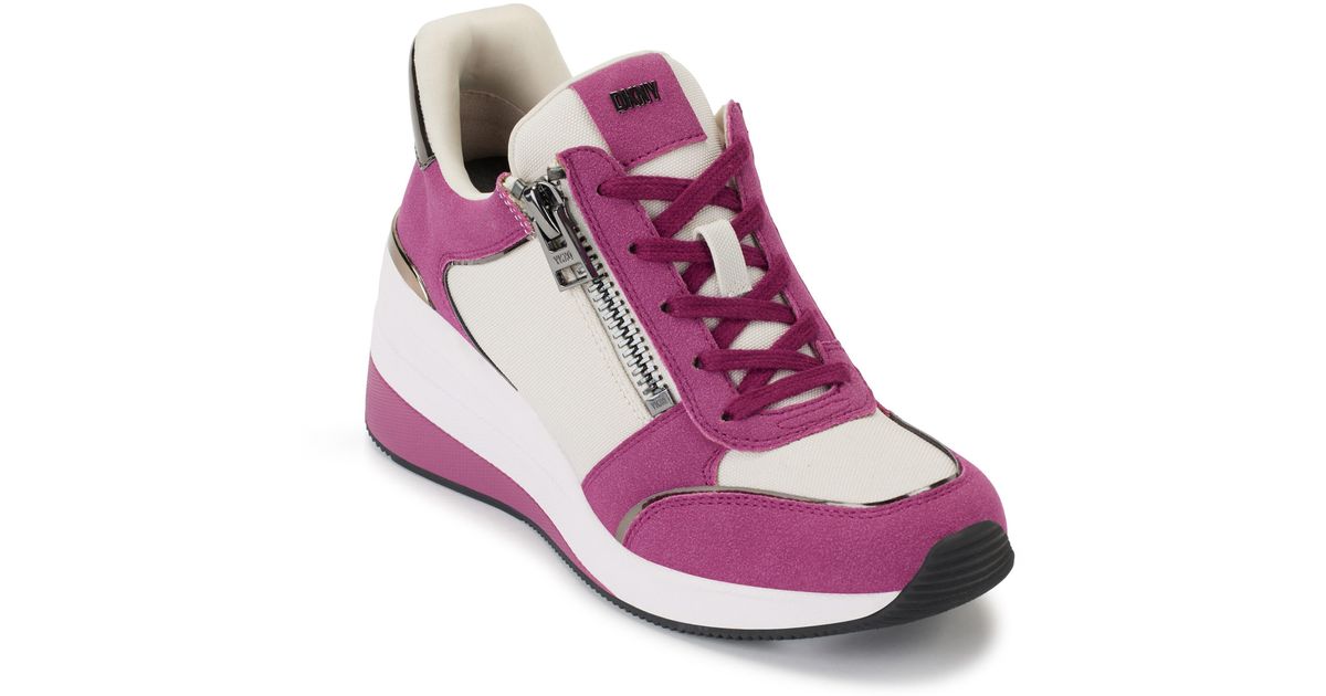 DKNY Kaden Wedge Sneaker in Pink | Lyst