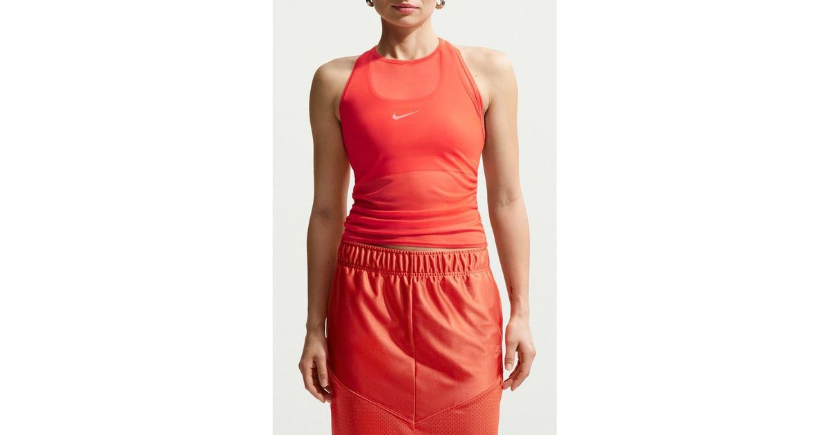 Sheer Racerback Nike Sheer Racerback Tank in Red | Lyst