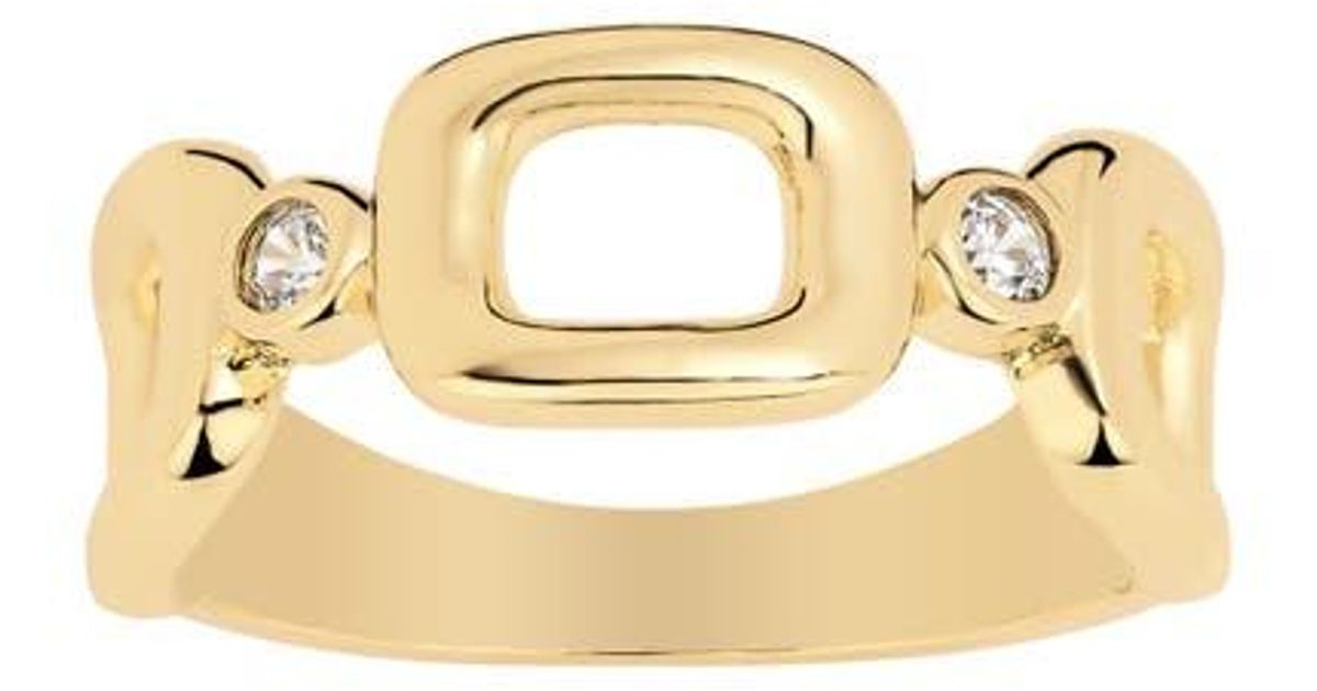 ATHRA LUXE Modern Muse Square Tile Cz Ring in Metallic | Lyst