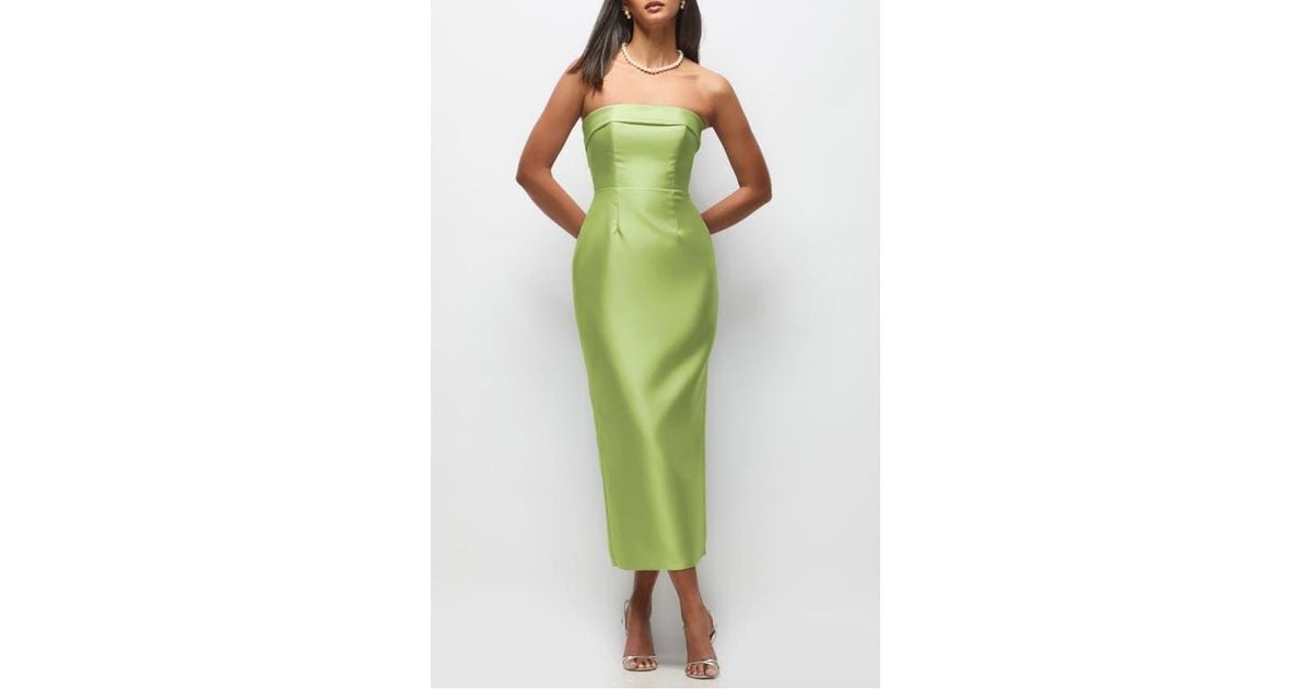alfred sung strapless satin column mini dress with oversized bow Alfred Sung Women's Strapless Draped Bodice Column Dress with Oversized Bow