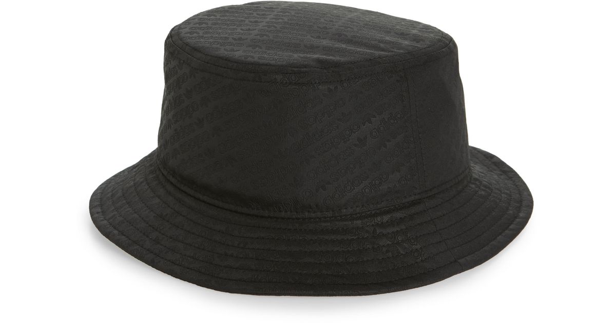 Cotton Embossed Bucket Hat in Black 
