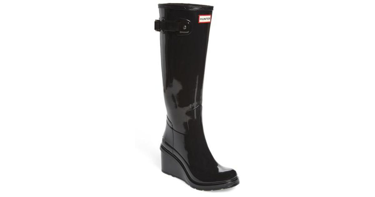 hunter original refined wedge rain boot