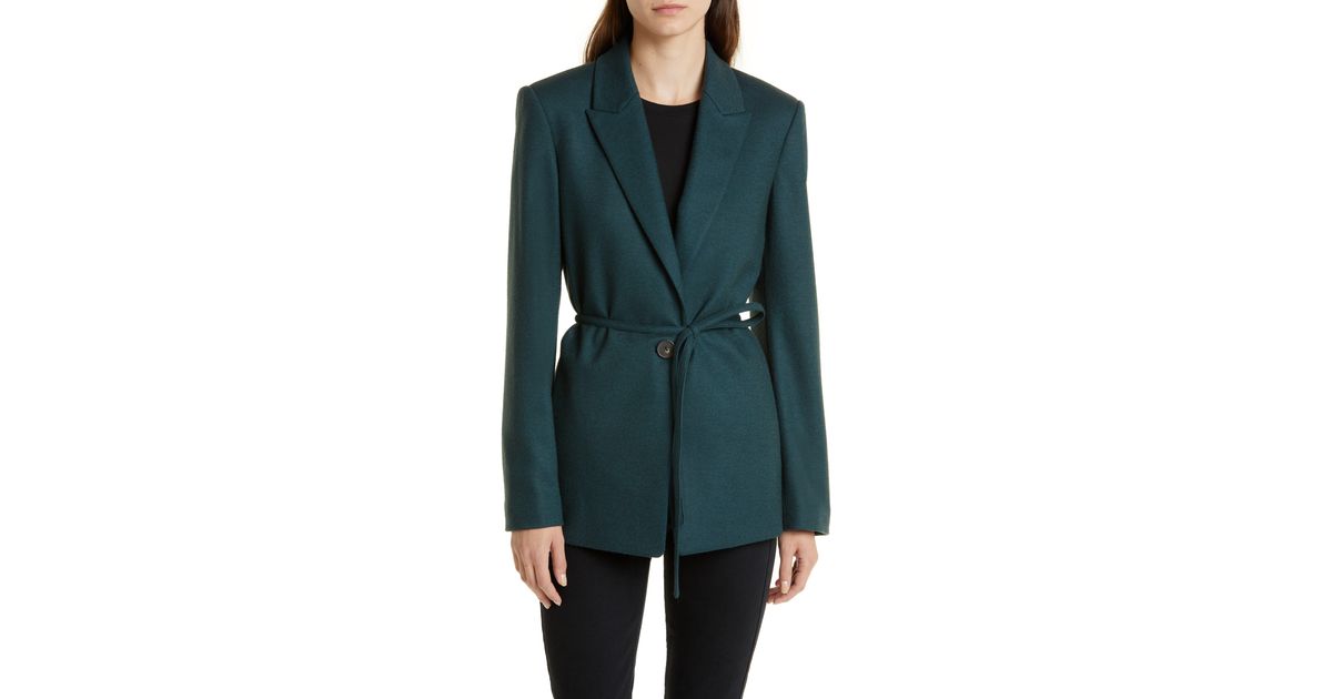 Vince Belted Blazer in Green Lyst