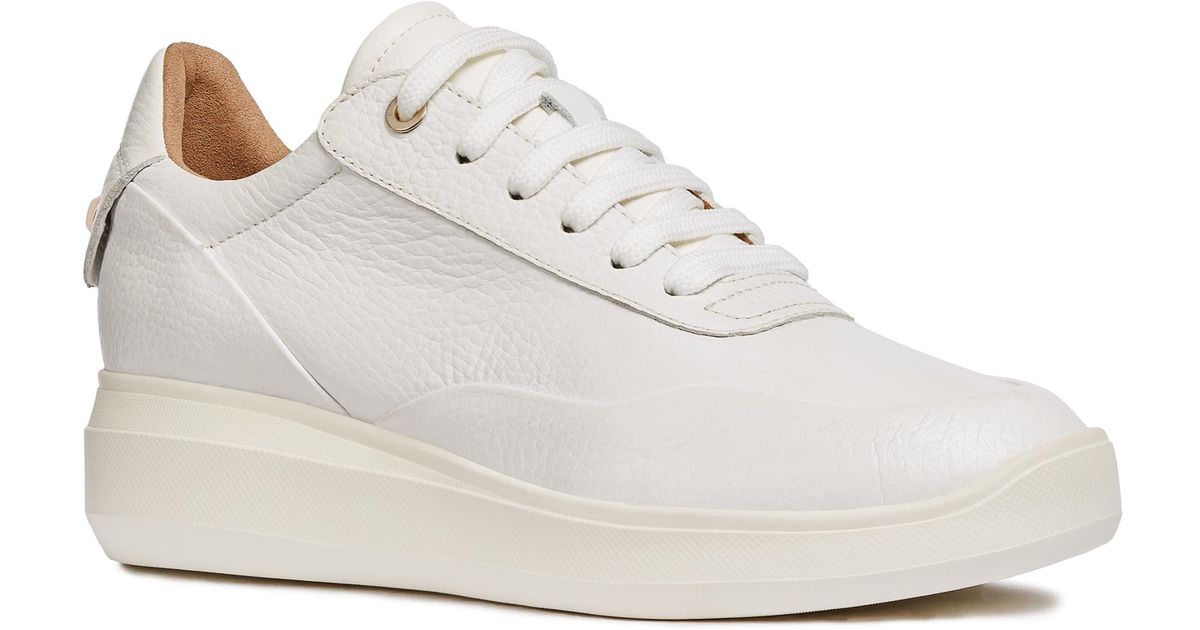 Geox Leather Rubidia Wedge Sneaker in White Nubuck Leather (White) - Lyst
