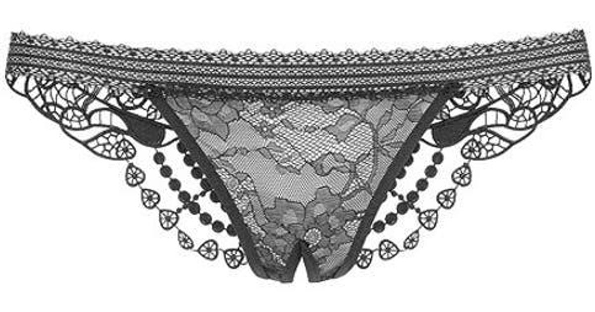 lascana-embroidered-lace-thong-in-gray-lyst