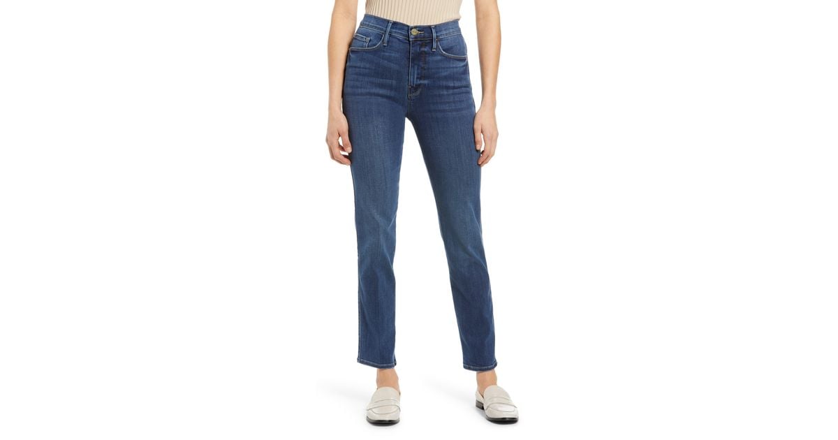 Le sylvie high waist raw hem straight leg clearance jeans