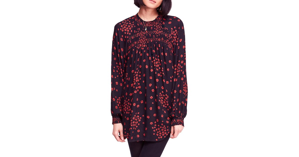 free people flowers in her hair smock detail tunic top