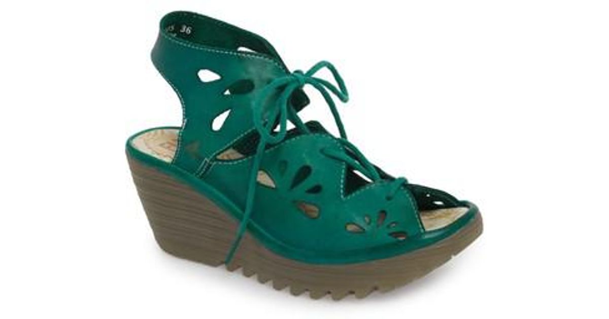 Fly London Leather Yote Sandal in Green 