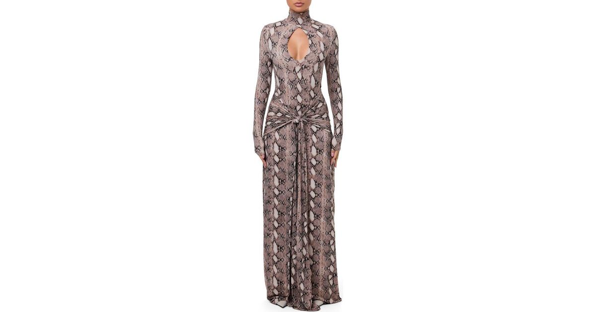 Naked Wardrobe Snake Print Long Sleeve Maxi Dress | Lyst