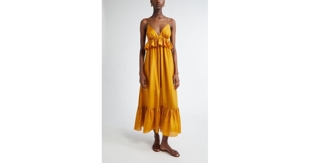 slim fit dress slacks Zimmermann Aliane Terry Towel Dress Mustard Mtd main image 1