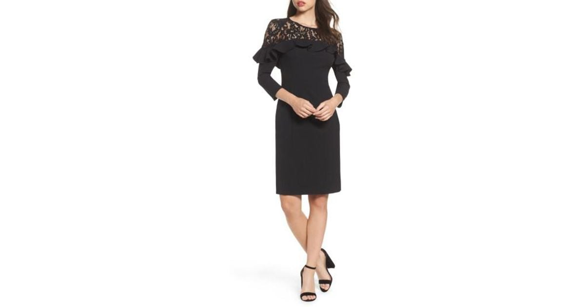 lace yoke sheath dress